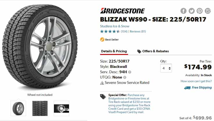 Best Tires For The Nissan Rogue Bridgestone Blizzak WS90