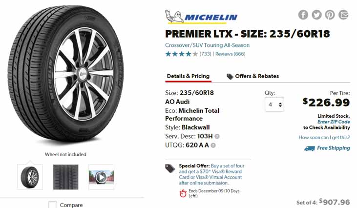 Best Tires For The Toyota Rav4 Michelin Premier LTX   