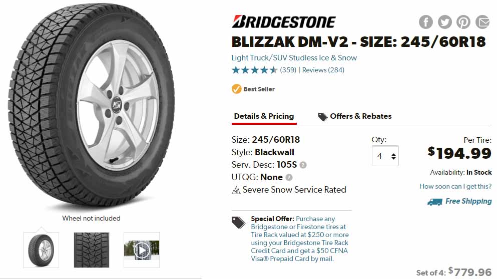 Best Winter Tire - Bridgestone Blizzak DM-V2