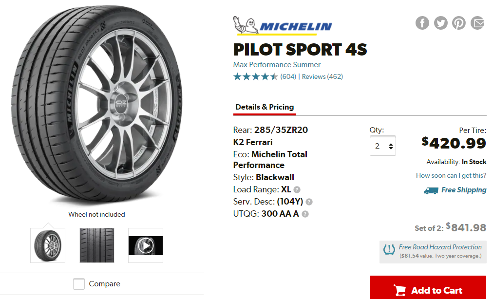 Best Tires for Mustang GT Michelin Pilot Sport 4S