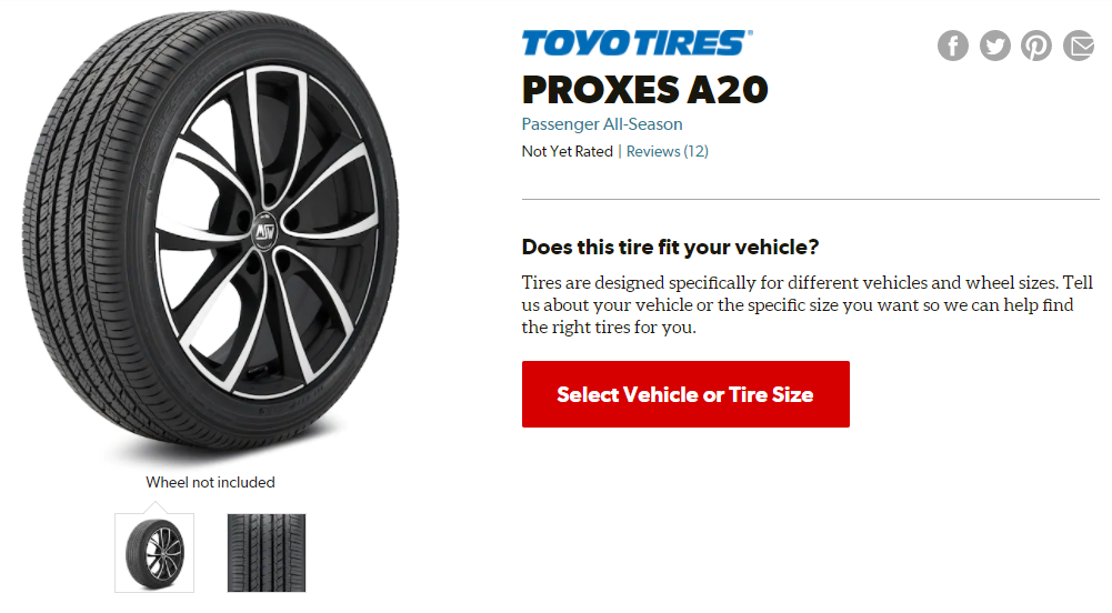 Toyo Proxes A20 Tire Type