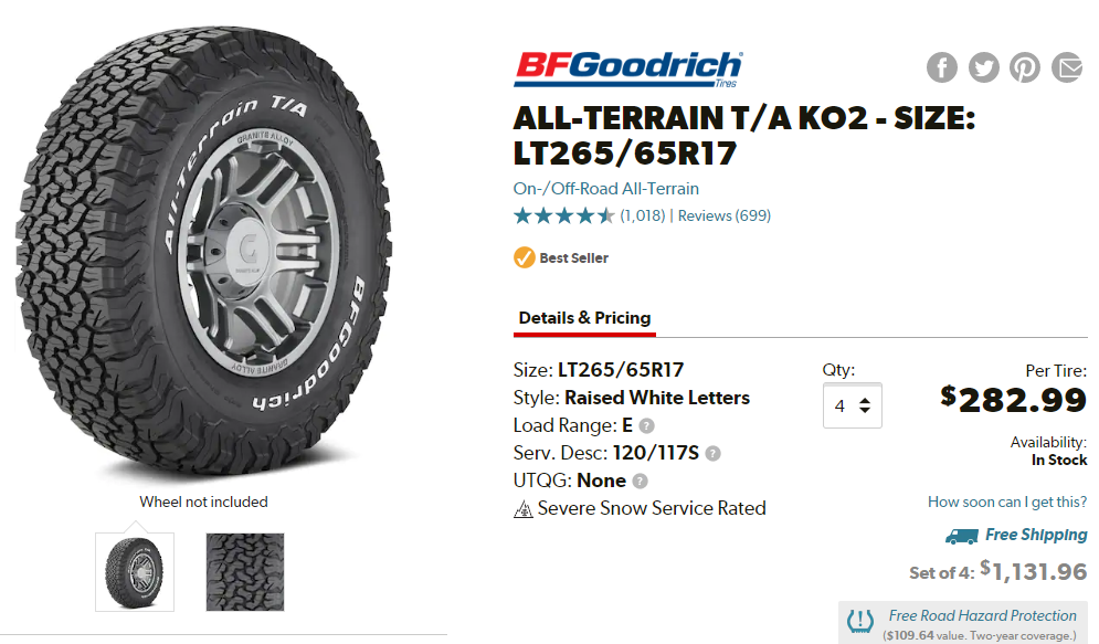 Best Tires For Nissan Xterra BF Goodrich All Terrain