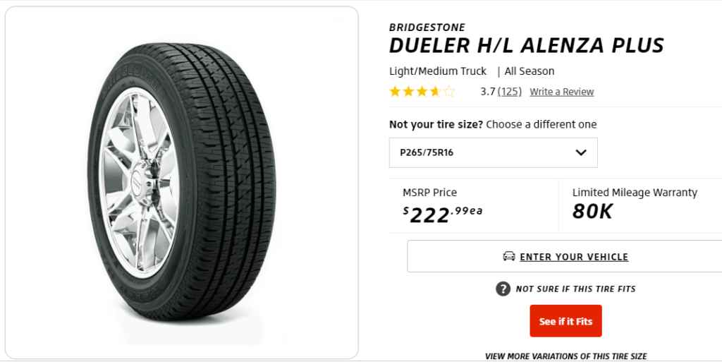 Best Tires For Nissan Xterra Dueler HL Alenza PLUS 